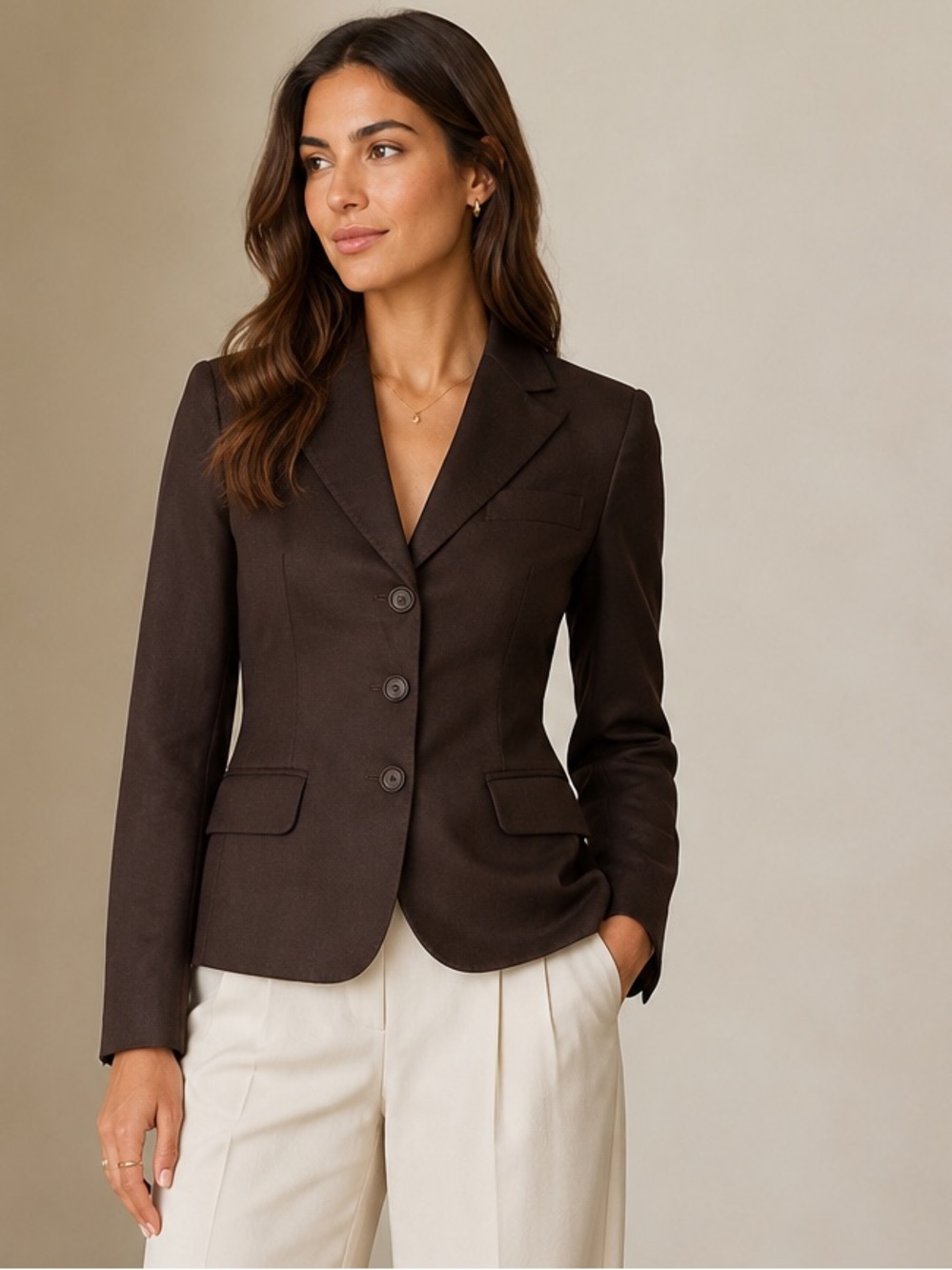 NWT Max Mara Bondone Virgin Wool Silk Blazer Brown Tailored Jacket Women's 6